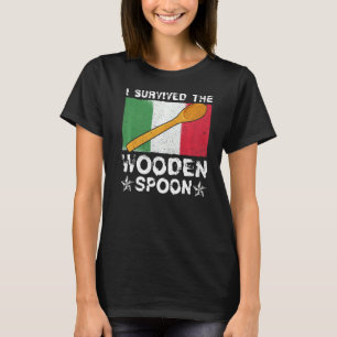Überlebte den Holzlöffel Italienische Fahne Vater  T-Shirt