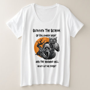 Überlebte den Schrei der Halloween-Nacht Große Größe T-Shirt