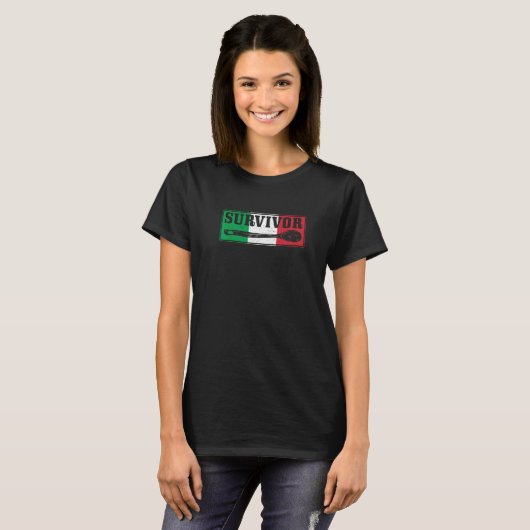 Überlebte der Holzlöffel Italienische Fahne Funny  T-Shirt (Vorne ganz)