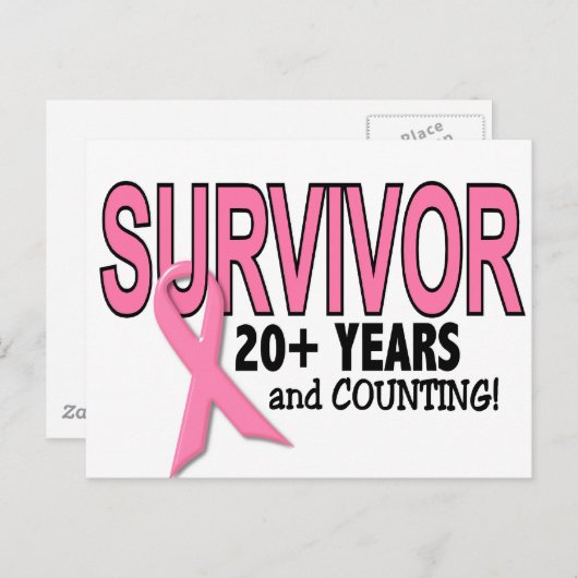 ÜBERLEBUNG DES BRUSTKREBS 20+ Jahre & Zählen Postkarte (Vorne/Hinten)