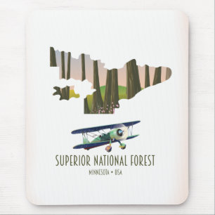 Überlegener Nationalwald Minnesota Vintage-Karte Mousepad