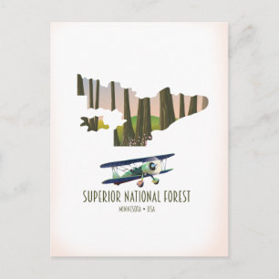 Überlegener Nationalwald Minnesota Vintage-Karte Postkarte