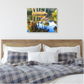 Überlegungen: Palmen im Park des Teiches Leinwanddruck (Insitu (Schlafzimmer))