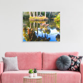 Überlegungen: Palmen im Park des Teiches Leinwanddruck (Insitu (Wohnzimmer))