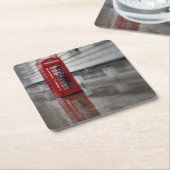 Überlegungen zu einer Red Phone Box - London Unter Rechteckiger Pappuntersetzer (angewinkelt)