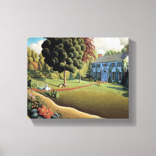 Übermantelte Dekoration von Grant Wood Leinwanddruck
