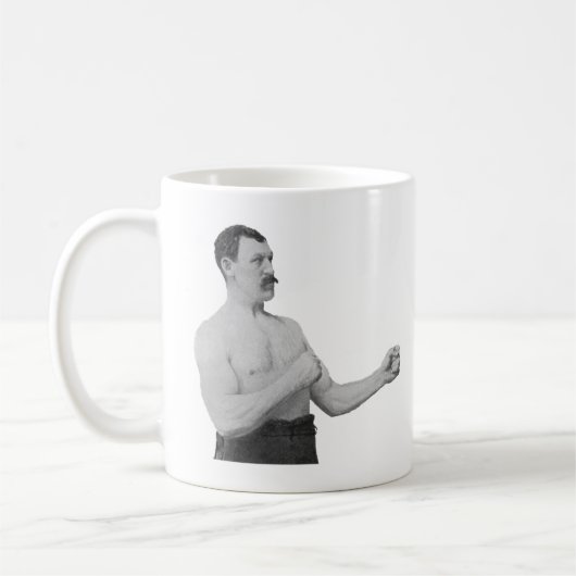Übermäßig männlicher Mann Meme Kaffeetasse (Links)