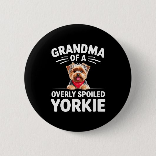 Übermäßig Seidige Yorkie-Oma-Design  Button (Vorderseite)