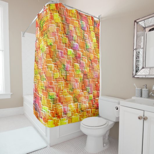 Übermäßiges Durcheinander geprägter Quadratzoll Duschvorhang (Beispiel)