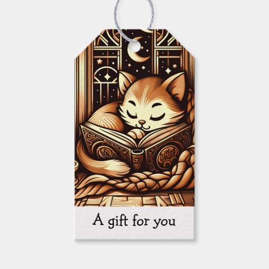 Übernachten im Art Deco Stil Cat Geschenk für Sie Geschenkanhänger (Vorderseite)