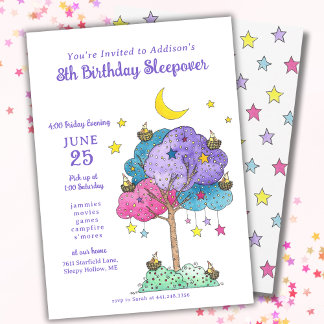 Übernachtung Sleepover Geburtstag Slumber Party Einladung