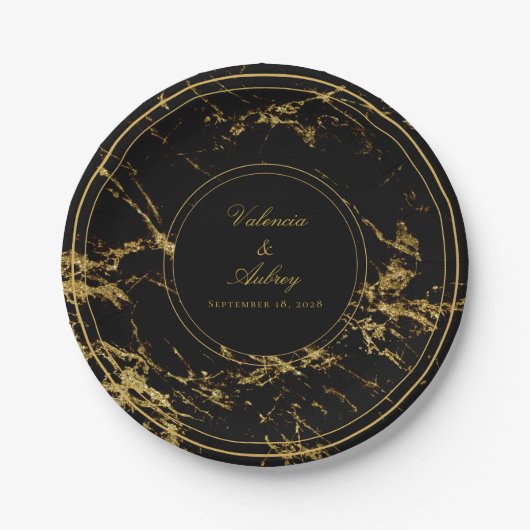 Übernachtungen in Granite & Gold Hochzeit 12,50 m Pappteller (Vorderseite)