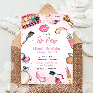 Übernachtungsparty Mädchen Spa Pink Geburtstagsein Einladung