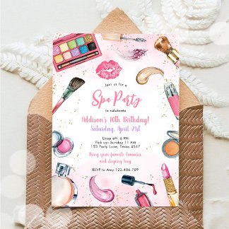 Übernachtungsparty Mädchen Spa Pink Geburtstagsein Einladung
