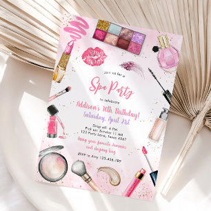 Übernachtungsparty Mädchen Spa Pink Geburtstagsein Einladung