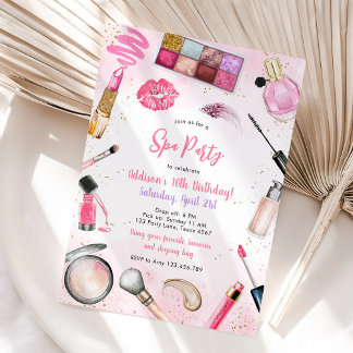 Übernachtungsparty Mädchen Spa Pink Geburtstagsein Einladung