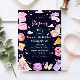 Übernachtungsparty Mädchen Spa Pink Geburtstagsein Einladung