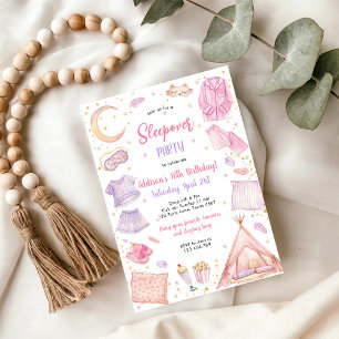 Übernachtungsparty Mädchen Spa Pink Geburtstagsein Einladung