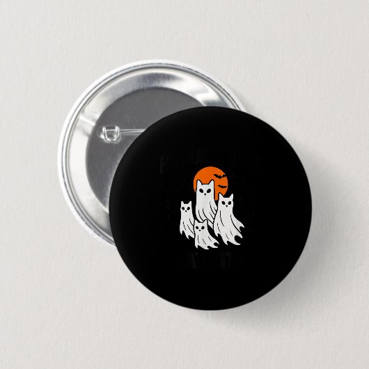 Übernatürliche Katzormalität Halloween Button (Vorne & Hinten)