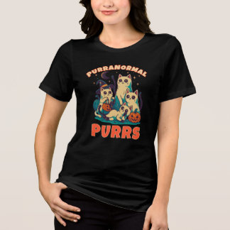 Übernatürliche Miauende Lustige Geisterkatze Hallo Tri-Blend Shirt