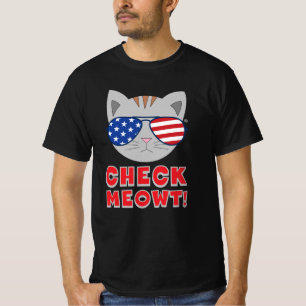 ÜBERPRÜFE MEOWT! Amerikanische Flagge Sonnenbrille T-Shirt
