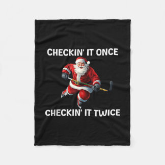 Überprüfe überprüfe zweimal Santa Hockey Weihnacht Fleecedecke