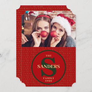 Überprüfen Sie das Mit Monogramm Foto der Hallen Feiertagskarte