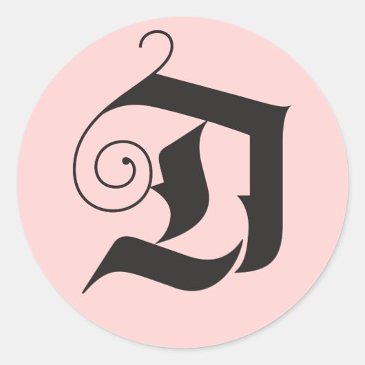 Überprüfen Sie die Hallen Modernes D Monogramm Ros Runder Aufkleber (Vorderseite)