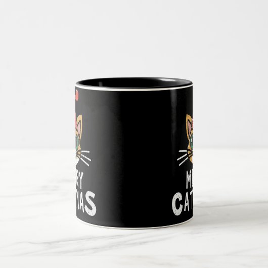 Überprüfen Sie die Hallen Santa Cat Zweifarbige Tasse (Mittel)