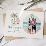 Überprüfen Sie die Palmen | Fun Tropical Christmas Feiertagskarte<br><div class="desc">Bringen Sie die Wärme der Tropen zu Ihren Feierlichkeiten mit diesen Weihnachtskarten "Deck the Palms". Ideal für Familien, die gewollt haben, ihren Urlaubsgruß mit einer spielerischen, strandfesten Drehung zu ergänzen. Diese Karten bieten einen lustigen und festlichen Weihnachtsmann am Strand mit Palmen und Ziergegenständen. Personalisieren Sie Ihre Karte mit einem gepflegten...</div>