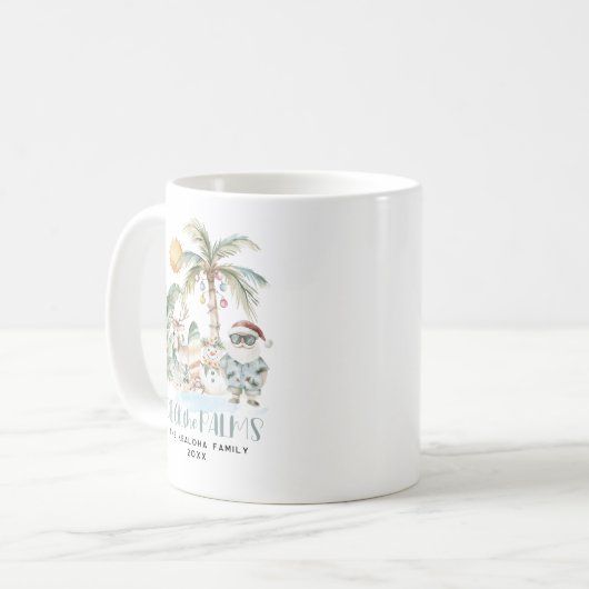 Überprüfen Sie die Palmen | Fun Tropical Christmas Kaffeetasse (Vorderseite Links)