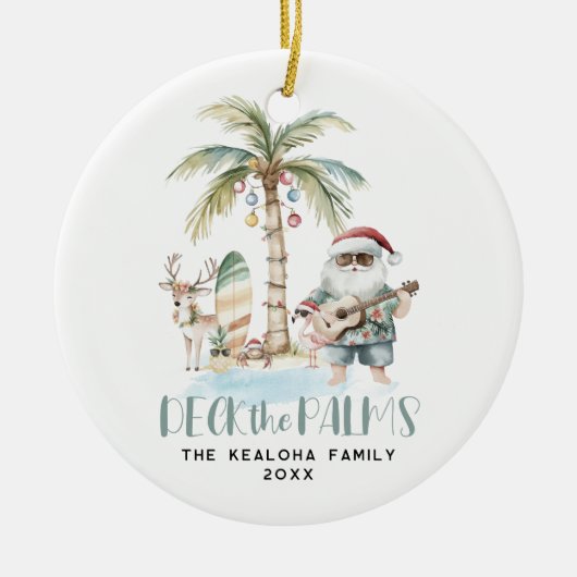 Überprüfen Sie die Palmen | Fun Tropical Christmas Keramik Ornament (Vorne)