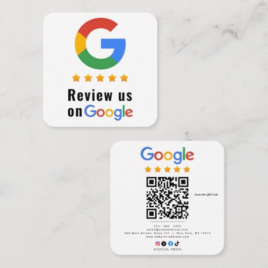 Überprüfen Sie Google Bewertungs-QR-Code Google Be Quadratische Visitenkarte (Vorne/Hinten)