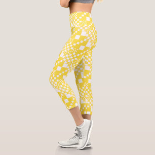 Überprüft, Karos in Gelb und Weiß Capri Leggings