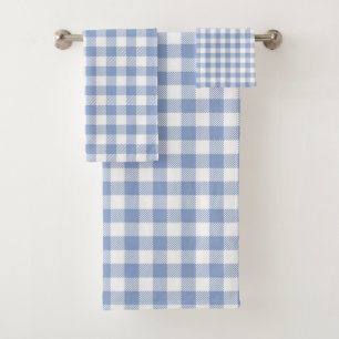 Überprüftes blaues Gingham-Classic-Muster Badhandtuch Set