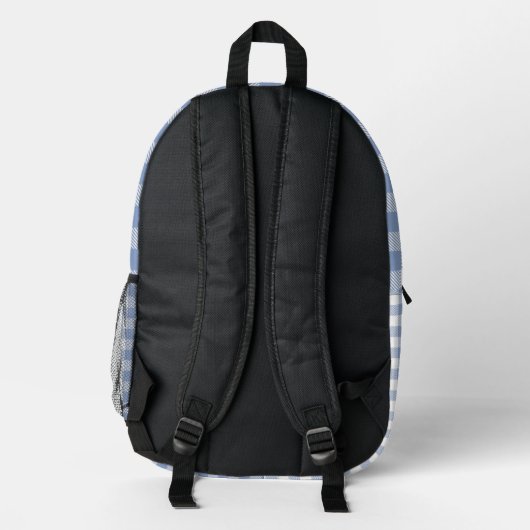 Überprüftes blaues Gingham-Classic-Muster Bedruckter Rucksack (Rückseite)