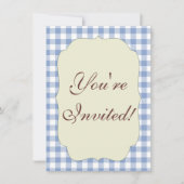 Überprüftes blaues Gingham-Classic-Muster Einladung (Vorderseite)