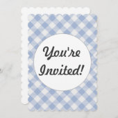 Überprüftes blaues Gingham-Classic-Muster Einladung (Vorne/Hinten)