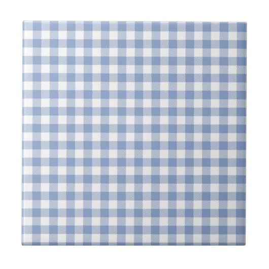 Überprüftes blaues Gingham-Classic-Muster Fliese (Vorderseite)