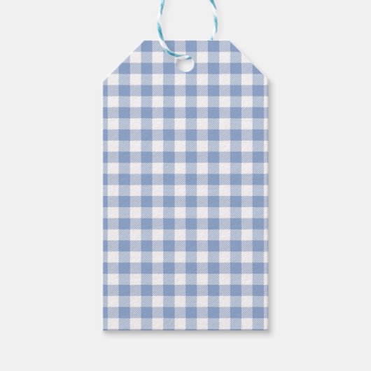 Überprüftes blaues Gingham-Classic-Muster Geschenkanhänger (Vorderseite)