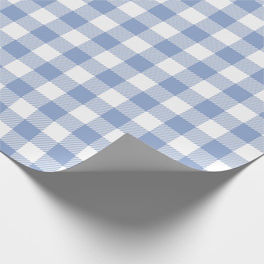 Überprüftes blaues Gingham-Classic-Muster Geschenkpapier (Ecke)