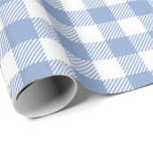 Überprüftes blaues Gingham-Classic-Muster Geschenkpapier (Rolleneckpunkt)