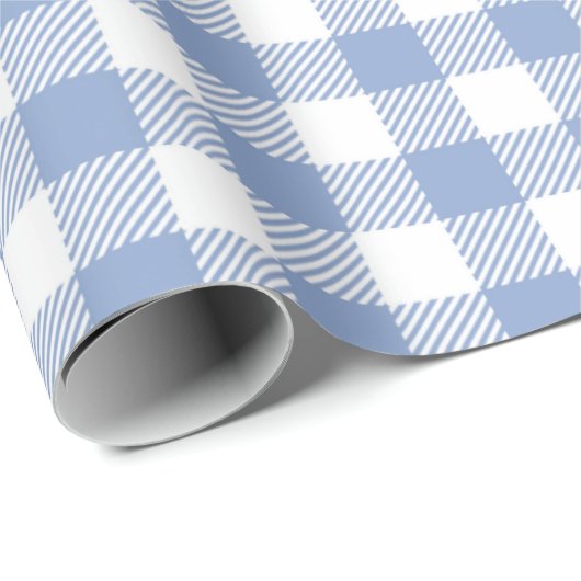 Überprüftes blaues Gingham-Classic-Muster Geschenkpapier (Rolleneckpunkt)