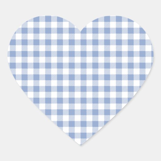 Überprüftes blaues Gingham-Classic-Muster Herz-Aufkleber (Vorderseite)