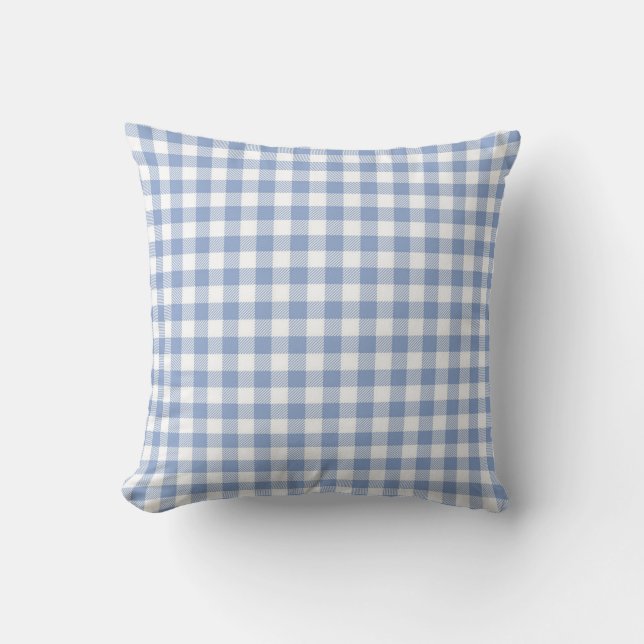 Überprüftes blaues Gingham-Classic-Muster Kissen (Vorderseite)