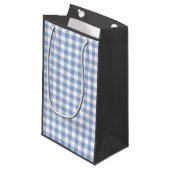 Überprüftes blaues Gingham-Classic-Muster Kleine Geschenktüte (Vorderseite Schrägansicht)