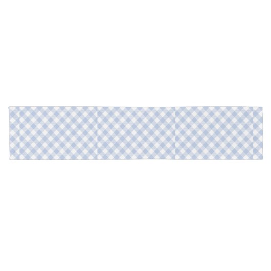 Überprüftes blaues Gingham-Classic-Muster Kurzer Tischläufer (Horizontal)