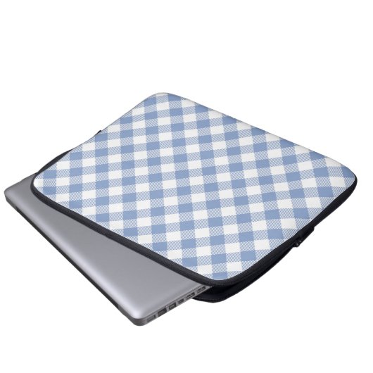 Überprüftes blaues Gingham-Classic-Muster Laptopschutzhülle (Vorne Knopf)