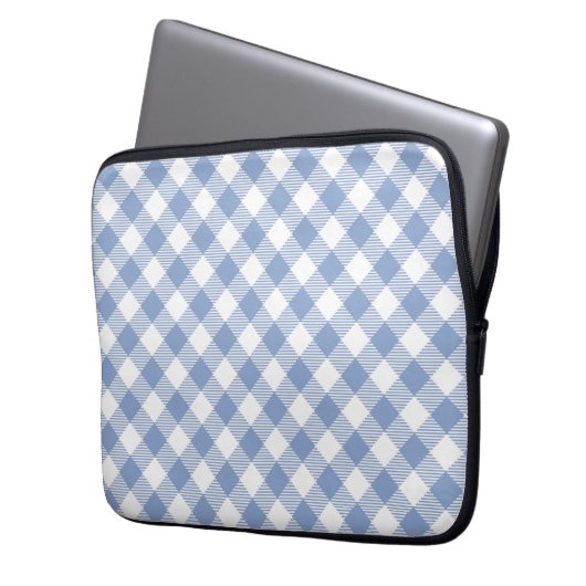 Überprüftes blaues Gingham-Classic-Muster Laptopschutzhülle (Vorderseite Links)