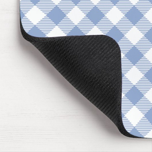 Überprüftes blaues Gingham-Classic-Muster Mousepad (Ecke)